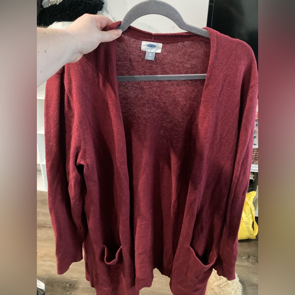 Dark Red Old Navy Sweater With Pockets